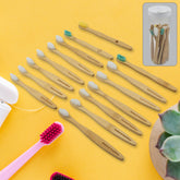 13084 Bamboo Wooden Toothbrush Soft Toothbrush Wooden Child Bamboo Biodegradable Toothbrush, Manual Toothbrush for Adult, Kids (15 pcs set / With Round Box)