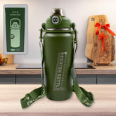 13039 Liter Stainless Steel Water Bottle with Straw, Strap & Handle Vacuum Insulated Thermos Flask Double-Walled Coffee Thermos Flask Leak-proof Water Bottle for Sports, Fitness, Gym (1500ML)