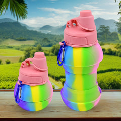 Flexible Collapsible Silicone Sports Water Bottle (260 ML / 20 CM Folding)