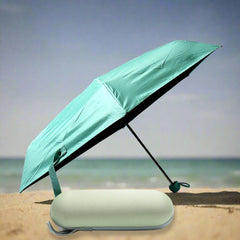 9534 5 Fold Manual Open Umbrella With Capsule Case | Windproof, Sunproof & Rainproof with Sturdy Steel Shaft & Wrist Straps | Easy to Hold & Carry | Umbrella for Women, Men & Kids
