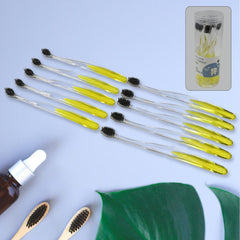 13078 Premium Plastic Toothbrush With Plastic Round Box for Men and Women, Kids, Adults Plastic Toothbrush (10 pcs Set / Mix Color)