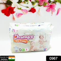 0967 Baby Diaper High Absorbent Pant Diapers, Champs Soft and Dry Baby Diaper Pants S 5 Pcs (Large , L5 Pieces)