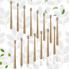 13031 Bamboo Wooden Toothbrush Soft Toothbrush Wooden Child Bamboo Toothbrush Biodegradable Manual Toothbrush for Adult, Kids (15 pcs set / With Round Box)