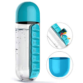 12911 Pill & Vitamin Bottle, Water Bottle Multi Functional Use for Traveling & Outdoor Use Water Bottle, Travelling kit, Summer Special Bottle (600 Ml / Mix Color )