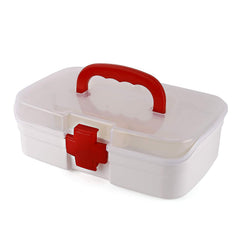 3 Compartment Medical Box, 1 Piece, Indoor Outdoor Medical Utility, Medicine Storage Box, Detachable Tray Medical Box Multi Purpose Regular Medicine, First Aid Box with Handle, Transparent Lid & Color Box