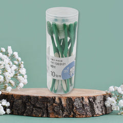 13080 Plastic Toothbrush With Plastic Round Box for Men and Women, Kids, Adults Plastic Toothbrush (10 pcs Set)