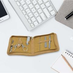 6-piece manicure tool set with leather travel case