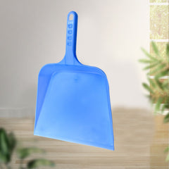 Multi-surface plastic dustpan with handle.