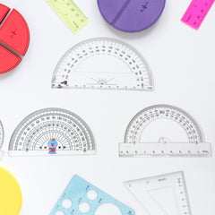 Multipurpose Transparent Plastic Protractor Set (3 Pcs Set)