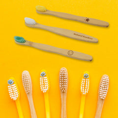 13084 Bamboo Wooden Toothbrush Soft Toothbrush Wooden Child Bamboo Biodegradable Toothbrush, Manual Toothbrush for Adult, Kids (15 pcs set / With Round Box)
