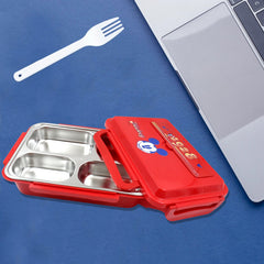 10076 Cartoon Printed 4 Compartment Insulated Lunch Box Stainless Steel |Tiffin Box for Boys, Girls, School & Office Men for Microwave & Dishwasher & Freezer Safe Adult Children Food Container (1 Pc)