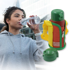 Customize Premium Stainless Steel Insulated Sipper Bottle Print Water FlaskCartoon Vacuum Hot Cold For Kids / Travelling Water Bottle for Kids with Pop up Straw, Double Wall Thermos with Straw & Bottle Zippe Cover For office/Gym/School (550 ML)