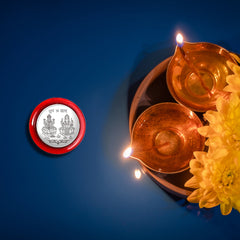 0866A Maa Laxmi and Ganesh Ji, Silver color Coin for Gift & Pooja | Silver Coin | Silver Coin / Diwali Gift