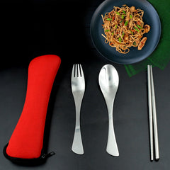 Picnic Dinner Spoon Fork Chopsticks Cutlery Tablewares Set Traveling Spoon Set High Quality Cutlery Set (4 PC / 1 Set )