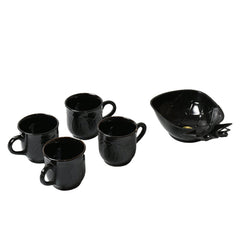 8245 Pine Party Ceramic Tea / cups / Mug Set With Pineapple Shape Serving Bowl Milk Cup, Coffee Cup, Tea Cup, Breakfast Cup, Drinking Mug or Outdoor for Household, Gift for Birthday, Wedding Party (5 Pcs set)