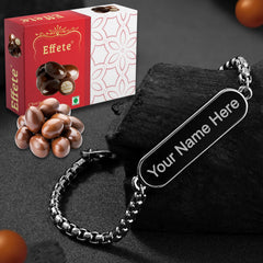 Elegant Duo Personalized Bracelet & Gourmet Chocolate Gift Combo