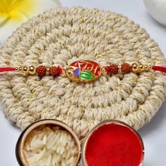 Oval Shape Ram Name Design With Effete Assorted Chocolate 96Gm ,Silver Color Pooja Coin, Roli Chawal & Greeting Card