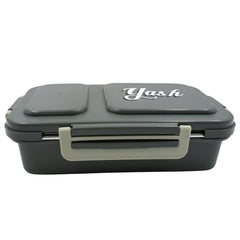 Customize Miracle Quick Lock Leak Proof 2 Compartment Stainless Steel LUNCH BOX Inner Plate Reusable Microwave Freezer Safe Lunch Box Trendy Thermal Insulation Leak Proof for Office Vacuum Tiffin Box for Boys / Girls / School / Office Women and Men