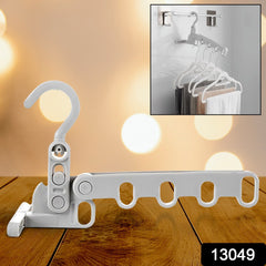 13049 5 holes foldable clothes Hanger, travel clothes hanger, multifunctional clothes hanger, space-saving wall holder, clothes rack, robust clothes hanger for travel, indoors.