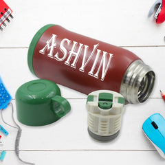 Customize Premium Stainless Steel Insulated Sipper Bottle Print Water FlaskCartoon Vacuum Hot Cold For Kids / Travelling Water Bottle for Kids with Pop up Straw, Double Wall Thermos with Straw & Bottle Zippe Cover For office/Gym/School (550 ML)