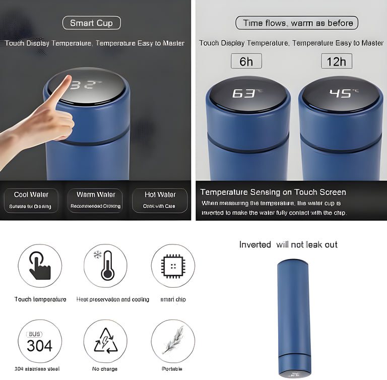 0726 Customized/Personalized Stainless Steel Smart Water Bottle with Smart LCD Temperature Touch Screen | Gifting Custom Name Water Bottle | Gifts for Boyfriend/Girlfriend/Employee | 500ML