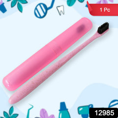 12985 Soft Toothbrush With Toothbrush Cover Cleaner Scraper for Men and Women, Kids, Adults Plastic Toothbrush Cover / Case / Holder (1 Pc / Mix Color)