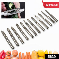 5639 Multi-Purpose Stainless Steel Peeler With Handle For Vegetables, Potato Peeler, Carrot, grated, Suitable for Peeling and shredding Fruit and Vegetables Kitchen Accessories, Piller (12 Pcs Set)