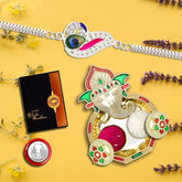 Rakhi for Brother Set of 1 with Dish, Silver Coin & Greeting Card, Rakhi for Brother and Bhabhi, Rakhi with Gift for Brother, Rakhi for Kids, Rakhi Set, Rakhi Combo (K1_C11_AA3)