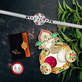 Rakhi for Brother Set of 1 with Dish, Silver Coin & Greeting Card, Rakhi for Brother and Bhabhi, Rakhi with Gift for Brother, Rakhi for Kids, Rakhi Set, Rakhi Combo (K1_A33_AA3)