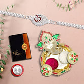 Rakhi for Brother Set of 1 with Dish, Silver Coin & Greeting Card, Rakhi for Brother and Bhabhi, Rakhi with Gift for Brother, Rakhi for Kids, Rakhi Set, Rakhi Combo (K1_A63_AA3)