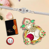 Rakhi for Brother Set of 1 with Dish, Silver Coin & Greeting Card, Rakhi for Brother and Bhabhi, Rakhi with Gift for Brother, Rakhi for Kids, Rakhi Set, Rakhi Combo (K1_D1_AA3)