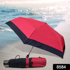 3-Fold Sun & Rain Protective Solid Foldable Umbrella, (1 pc)