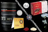 Multicolor Bracelet/Rakhi for Brother, Bhaiya, Bhabhi, Chocolate Peanuts 32gm & Camera Lens Mug, Rakhi with card and chocolate,chocolate gift pack,bracelet for men (RBK1_H5_P32+M720)