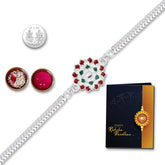 Multicolor (K1_A36) Unisex-Adult Rakhi Combo With Pooja Coin & Rakhi Greeting Card, Rakhi Lumba Set, Rakhi For Brother, Rakhi Cards, Kundan Rakhi, Chandi Ki Rakhi