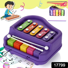 17799 2 in 1 Baby Piano Xylophone Toy for Toddlers, 5 Multicolored Key Keyboard Xylophone Piano, Preschool Educational Musical Learning Instruments Toy for Baby Kids Girls Boys 3+ Years (1 Pc)