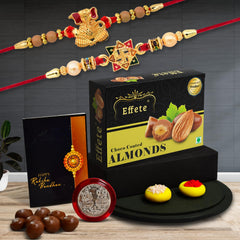 Rakhi (K2_3+10_CA32) & Chocolate Almonds 32gm| Rakhi for brother with gift | handmade rakhi |rakhi combo for brother | stylish rakhi for brother | Set of 2 Rakhi |