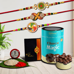 Rakhi (K3_546+547+548_CM) & Chocolate Magic | Rakhi Combo with card and chocolate | chocolates gift | Rakhi & Chocolate for brother | rakhi with gift | Set of 3 Rakhi