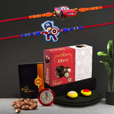 (K2_870+871_EM32) Rakhi Combo with Chocolate Magic 32gm, Pooja Coin & Greeting Card, kids rakhi with gift, rakhi with gift for kids, rakhi for kids, Rakhi with chocolate, rakhi for brother kids, rakhi for kids boy, rakhi set of 2