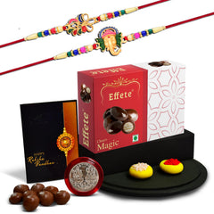 Rakhi (K2_555+556_EM32) & Chocolate Magic 32gm, Rakhi & Chocolate for brother, Rakhi with chocolate, rakhi with gift, Rakhi Combo, Set of 2 Rakhi, Chocolate