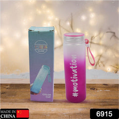 Motivational Glass Water Bottle Colorful potable Water Glass Bottle With Rubber Band, Daily Intake Hourly Water Bottle to Ensure You Drink Enough Water Throughout The Day Reusable Cycling Gym, Workout Fitness Bottle