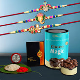 Rakhi For Brother Set Of 1 with Silver Color Pooja Coin, Rakhi With Greeting Card, Rakhi For Brother And Bhabhi, Rakhi With Chocolate, Rakhi With Gift For Brother, Rakhi For Kids, Rakhi Set, Rakhi Combo, Rakhi With Sweets (K3_555+556+557_CM)