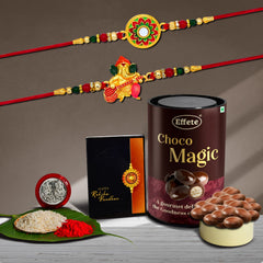 (K2_511+513_EM) Rakhi Combo with Chocolate Magic, Rakhi & Chocolate for brother, Fancy Rakhis for men stylish, rakhi with gift, Rakhi Combo, Set of 2, Chocolate