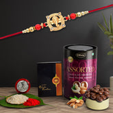 Shri Ganesh Rakhi For Brother Set Of 1 with Assorted Chocolate Dryfruits 96gm(K1_908_AS)