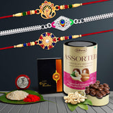 Rakhi For Brother Set Of 3 & Emperor with Silver Color Pooja Coin, Roli Chawal & Greeting Card, Rakhi For Brother And Bhabhi, Rakhi With Chocolate, Rakhi With Gift For Brother, Rakhi For Kids, Rakhi Set, Rakhi Combo, Rakhi With Sweets (K3_27