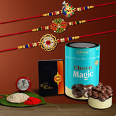 Rakhi For Brother Set Of 3 with Silver Color Pooja Coin, Rakhi With Greeting Card, Rakhi For Brother And Bhabhi, Rakhi With Chocolate, Rakhi With Gift For Brother, Rakhi For Kids, Rakhi Set, Rakhi Combo, Rakhi With Sweets (K3_298+299+304_CM)