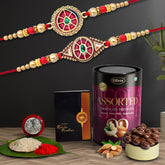 Rakhi (K2_422+424_AS) & Assorted Chocolate Dryfruits 96gm | Rakhi Combo with card and chocolate | chocolates gift | Rakhi & Chocolate for brother | rakhi with gift | Set of 2 Rakhi
