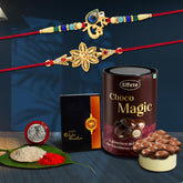 (K2_433+438_EM) Rakhi Combo with Chocolate Magic, Rakhi & Chocolate for brother, Rakhi with chocolate, rakhi with gift, Rakhi Combo, Set of 2 Rakhi, Chocolate