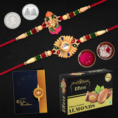 Rakhi (K2_267+268_CA32) & Chocolate Almonds 32gm| Rakhi for brother with gift | Rakhi with chocolate |rakhi combo for brother | Set of 2 Rakhi | Chocolate|