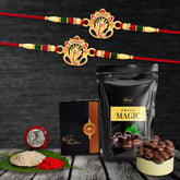 Rakhi (K2_544+544_SM40) & Choco Magic (Pouch), Rakhi for brother with gift, Rakhi with chocolate, rakhi combo for brother, Set of 2 Rakhi, Chocolate