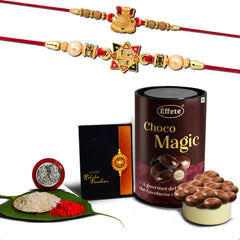Rakhi (K2_3+10_EM) & Chocolate Magic | Rakhi for brother with gift | handmade rakhi |rakhi combo for brother | stylish rakhi for brother | Set of 2 Rakhi |